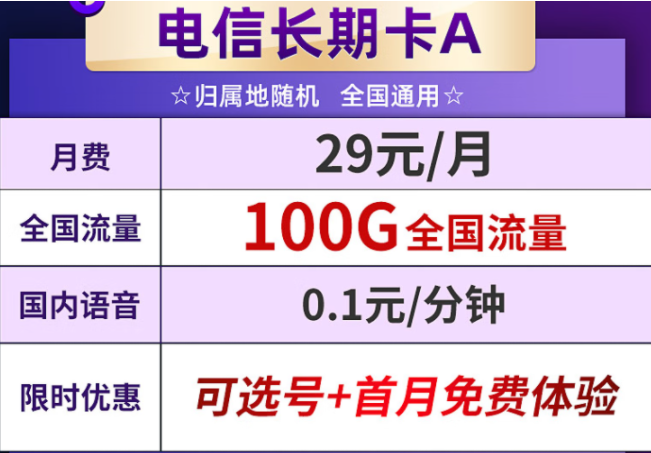 電信爆款流量王卡 19元即可享130G全國流量+0.1元/分鐘通話+可選號+首月免費體驗 流量省心用