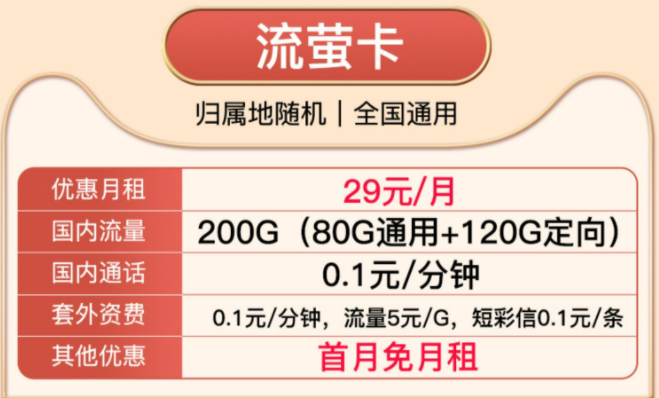 有沒有首月免月租的流量卡套餐？電信純流量29元通用套餐介紹