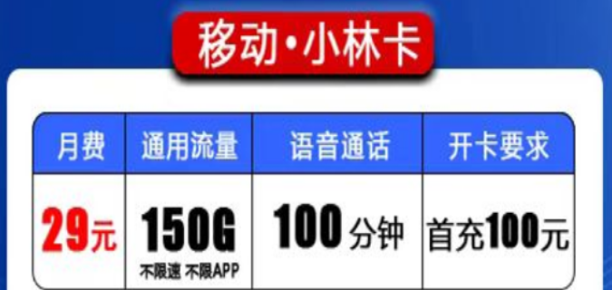 移動流量卡會有都是純通用流量的嗎？移動小林卡、森林卡|150G、200G純通用流量|+100分鐘免費通話