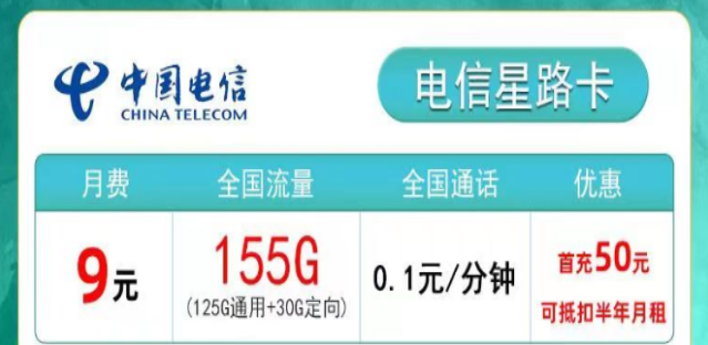 激活50元用半年的29元155G電信星路卡+19元135G+100分鐘的電信花龍卡