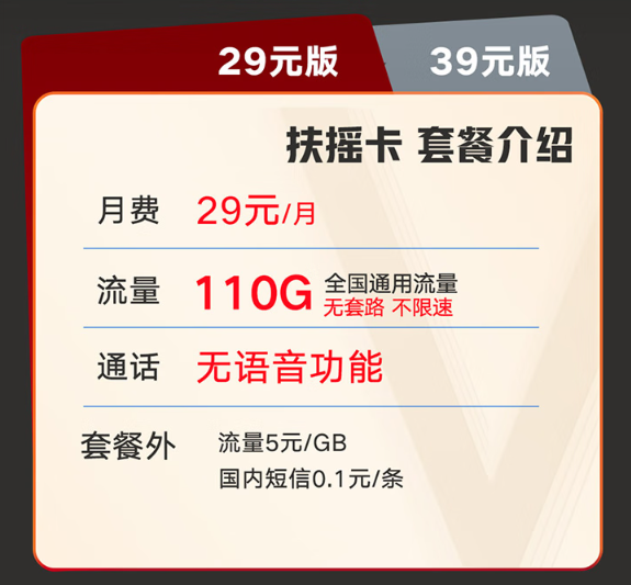 聯(lián)通29元110G扶搖卡|全通用+月季卡大流量29元領(lǐng)！